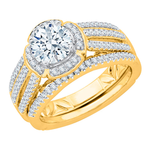 KATARINA 1 3/8 cttw Diamond Split Shank Halo Bridal Set