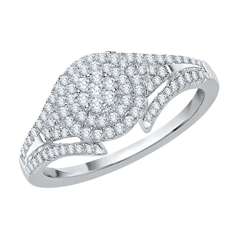 KATARINA 3/8 cttw Diamond Split Shank Double Halo Cluster Engagement Ring