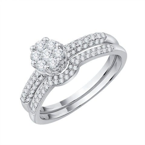 KATARINA 1/2 cttw Diamond Pave Set Cluster Bridal Set