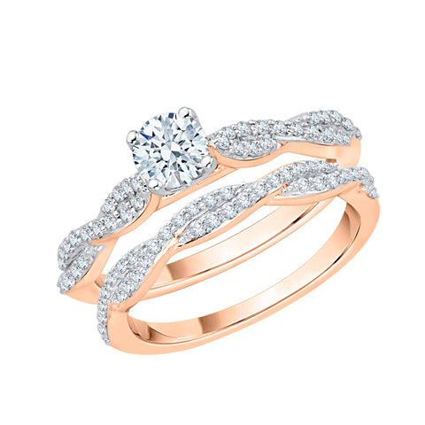 KATARINA 3/4 cttw Diamond Infinity Twisted Shank Solitaire Bridal Set