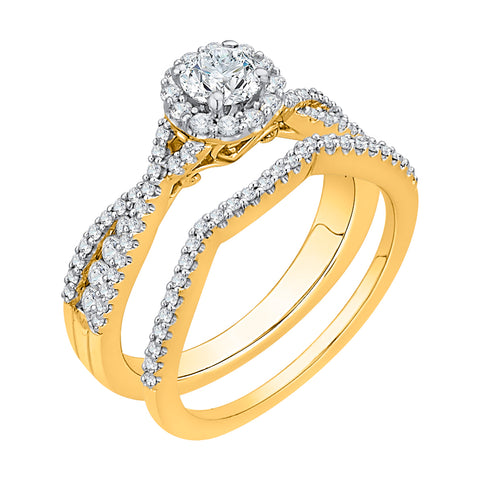 KATARINA 1 cttw Diamond Twisted Shank Halo Bridal Set