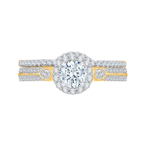 KATARINA 7/8 cttw Diamond Halo Bridal Set