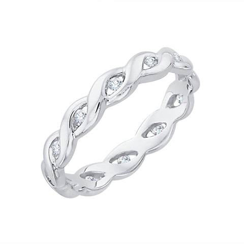 KATARINA 1/8 cttw Diamond Infinity Twisted Shank Eternity Ring