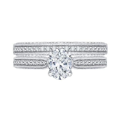 KATARINA 1 cttw Oval Cut and Round Diamond Filigree Solitaire Bridal Set