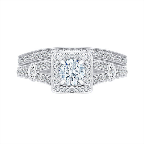 KATARINA 3/4 cttw Diamond Split Shank Halo Bridal Set