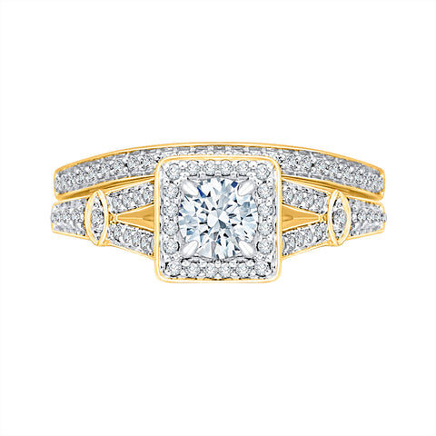 KATARINA 3/4 cttw Diamond Split Shank Halo Bridal Set