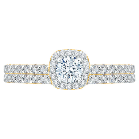 KATARINA 1 cttw Diamond Halo Solitaire Bridal Set