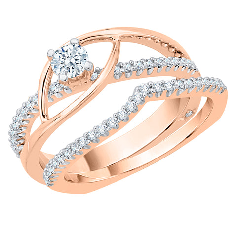 KATARINA 1/2 cttw Diamond Euro Style Bypass Solitaire Bridal Set