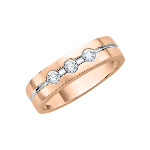 KATARINA 1/3 cttw Three Stone Diamond Channel Set Fashion Men's Ring