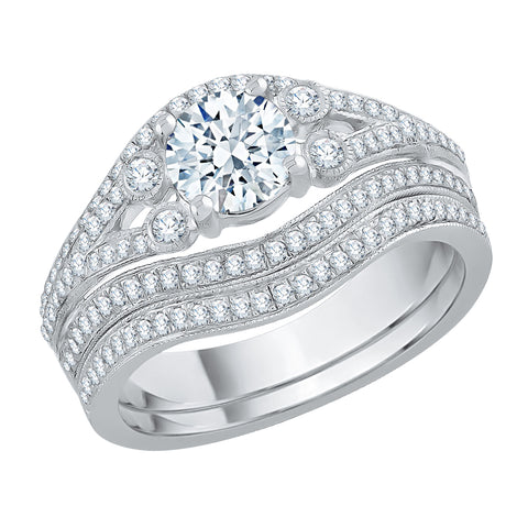 KATARINA 1 1/3 cttw Diamond Split Shank Curved Bridal Set