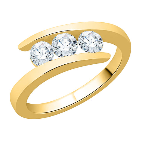 KATARINA 1 cttw Three Stone Diamond Bypass Ring