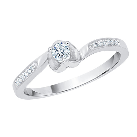 KATARINA 1/6 cttw Diamond Bypass Heart Promise Ring