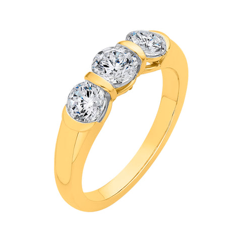 KATARINA 1 1/2 cttw Three Stone Diamond Channel Set Ring