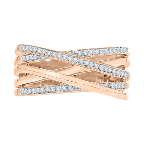 KATARINA 1/6 cttw Diamond Bypass Twisted Cocktail Ring