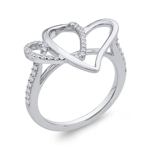 KATARINA 1/5 cttw Diamond Intertwined Heart Ring