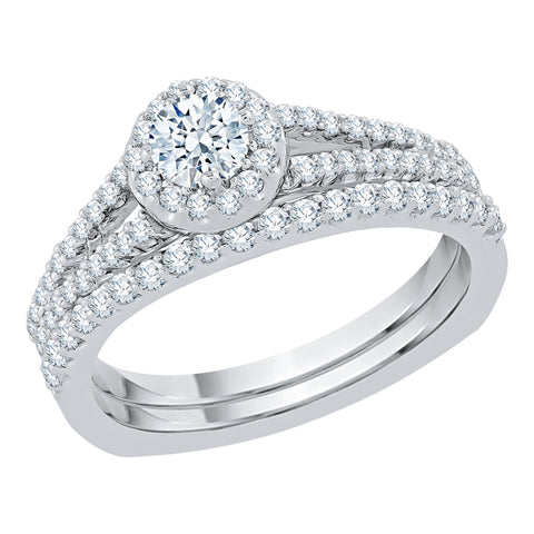 KATARINA 3/4 cttw Diamond Split Shank Halo Bridal Set