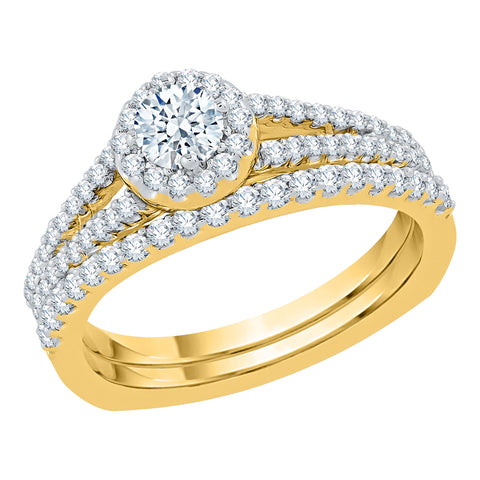 KATARINA 3/4 cttw Diamond Split Shank Halo Bridal Set