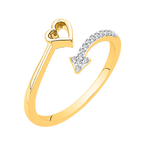 KATARINA Diamond Bypass Arrow and Heart Ring (1/10 cttw)