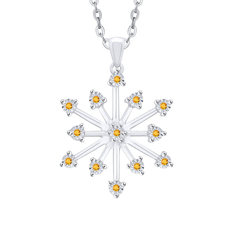 KATARINA 1/20 cttw Natural Gemstone Miracle Plate Snowflake Pendant Necklace