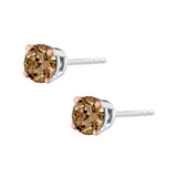 KATARINA Brown Champagne Round Brilliant Cut Diamond Earring Studs