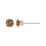 KATARINA Brown Champagne Round Brilliant Cut Diamond Earring Studs