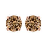 KATARINA Brown Champagne Round Brilliant Cut Diamond Earring Studs