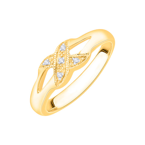 KATARINA Prong Set Diamond Criss Cross Fashion Ring (1/20 cttw)