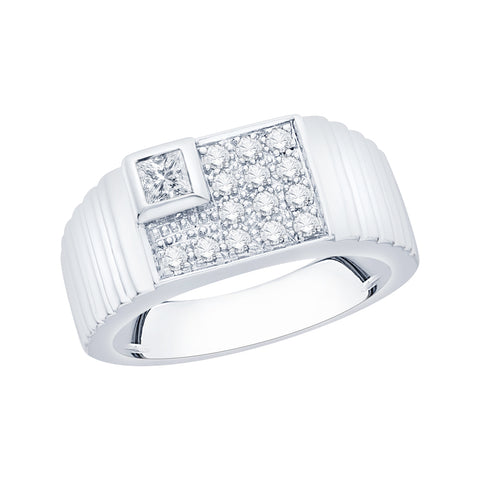 KATARINA 1/2 cttw Prong Set Round and Princess Cut Diamond Men's Ring