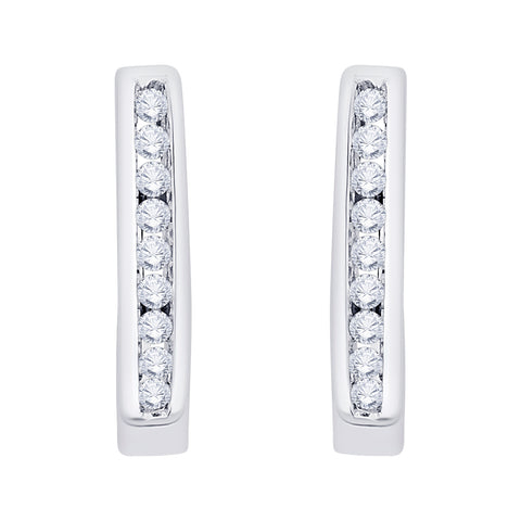 KATARINA 1/4 cttw Channel Set Diamond J-Hoop Earrings