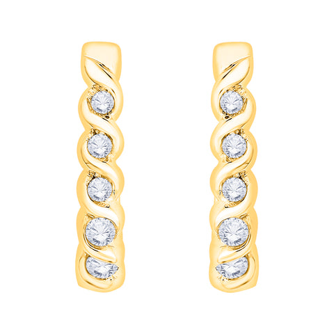 KATARINA 1/4 cttw Channel Set Diamond J-Hoop Earrings