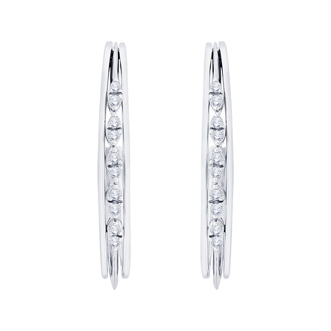 KATARINA 3/8 cttw Channel Set Diamond J-Hoop Earrings
