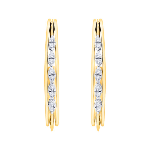 KATARINA 3/8 cttw Channel Set Diamond J-Hoop Earrings