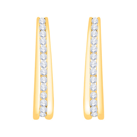 KATARINA 1 cttw Channel Set Diamond J-Hoop Earrings