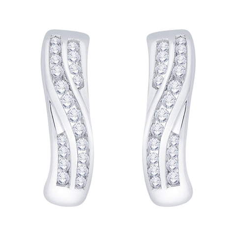 KATARINA 3/8 cttw Channel Set Diamond J-Hoop Earrings