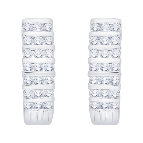 KATARINA 3/4 cttw Channel Set Diamond J-Hoop Earrings