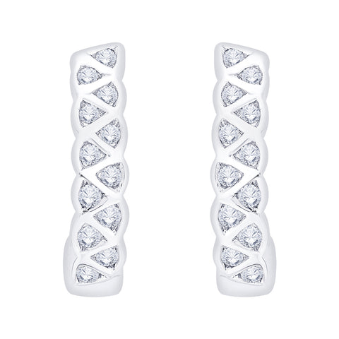 KATARINA 1/2 cttw Channel Set Diamond J-Hoop Earrings