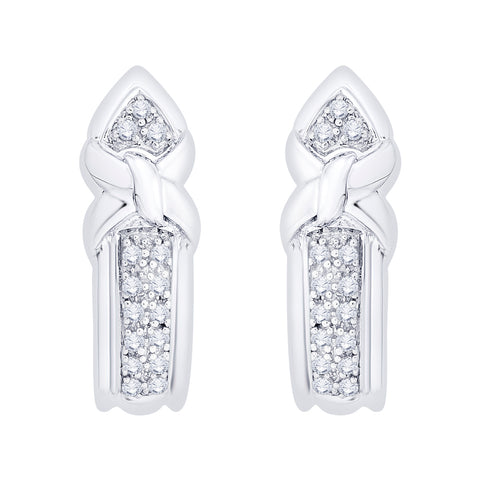 KATARINA 1/4 cttw Prong Set Diamond J-Hoop Earrings