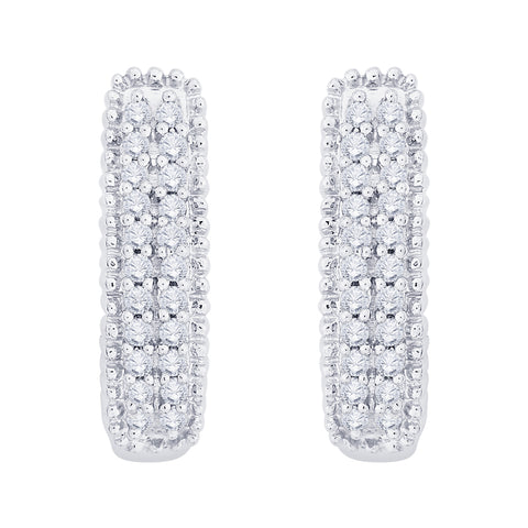 KATARINA 1/2 cttw Prong Set Diamond Double Row J-Hoop Earrings