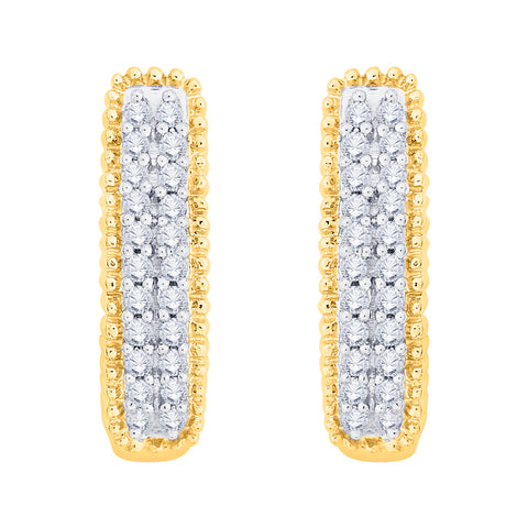 KATARINA 1/2 cttw Prong Set Diamond Double Row J-Hoop Earrings