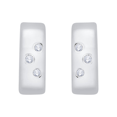 KATARINA 1/10 cttw Bezel Set Diamond Huggie Earrings