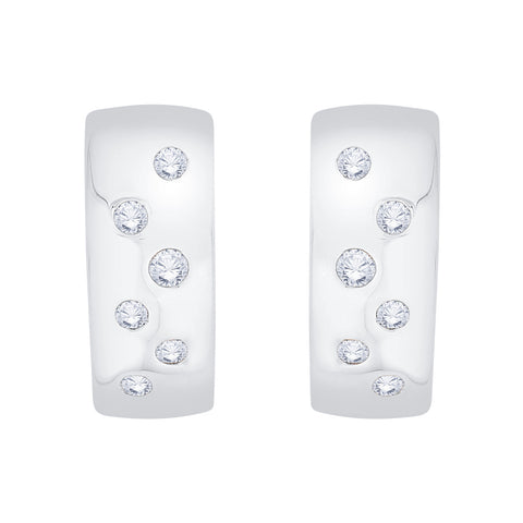 KATARINA 1/4 cttw Bezel Set Diamond Huggie Earrings