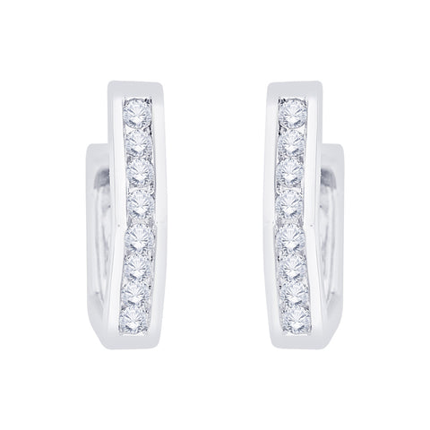 KATARINA 1/2 cttw Channel Set Diamond Hoop Earrings