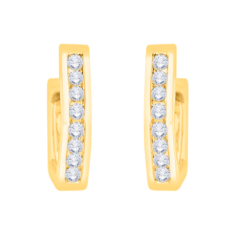 KATARINA 1/2 cttw Channel Set Diamond Hoop Earrings