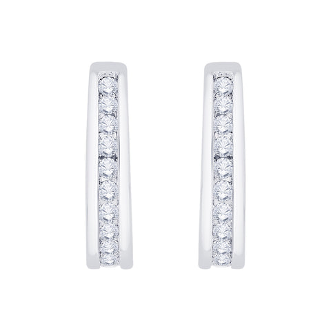 KATARINA 1/2 cttw Channel Set Diamond Hoop Earrings