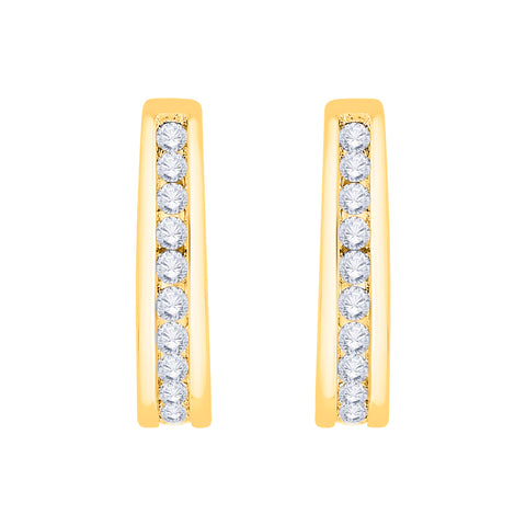 KATARINA 1/2 cttw Channel Set Diamond Hoop Earrings