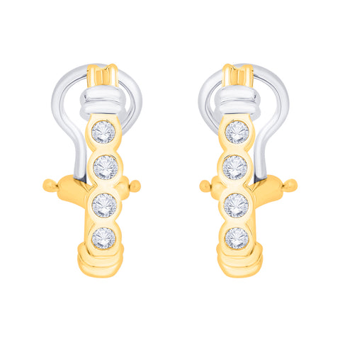 KATARINA 1/2 cttw Bezel Set Diamond Huggie Earrings