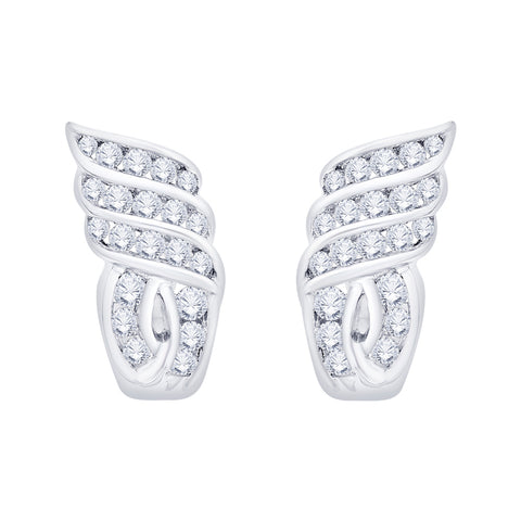 KATARINA 1 cttw Channel Set Diamond J-Hoop Earrings