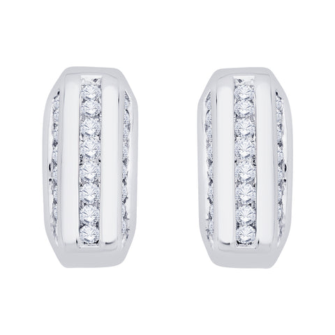 KATARINA 1 3/8 cttw Channel Set Diamond Hoop Earrings