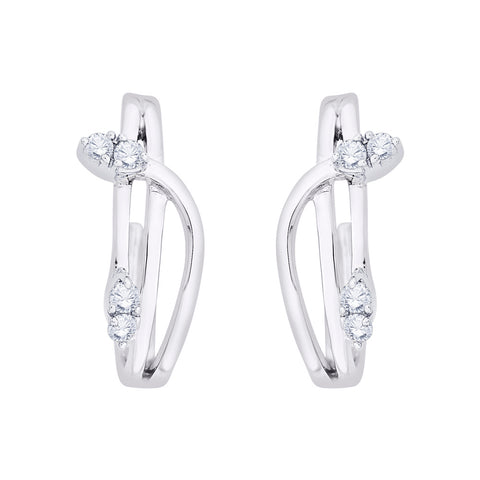KATARINA 1/4 cttw Prong Set Diamond J-Hoop Earrings