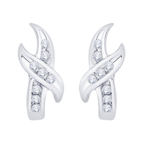 KATARINA 1/4 cttw Channel Set Diamond J-Hoop Earrings